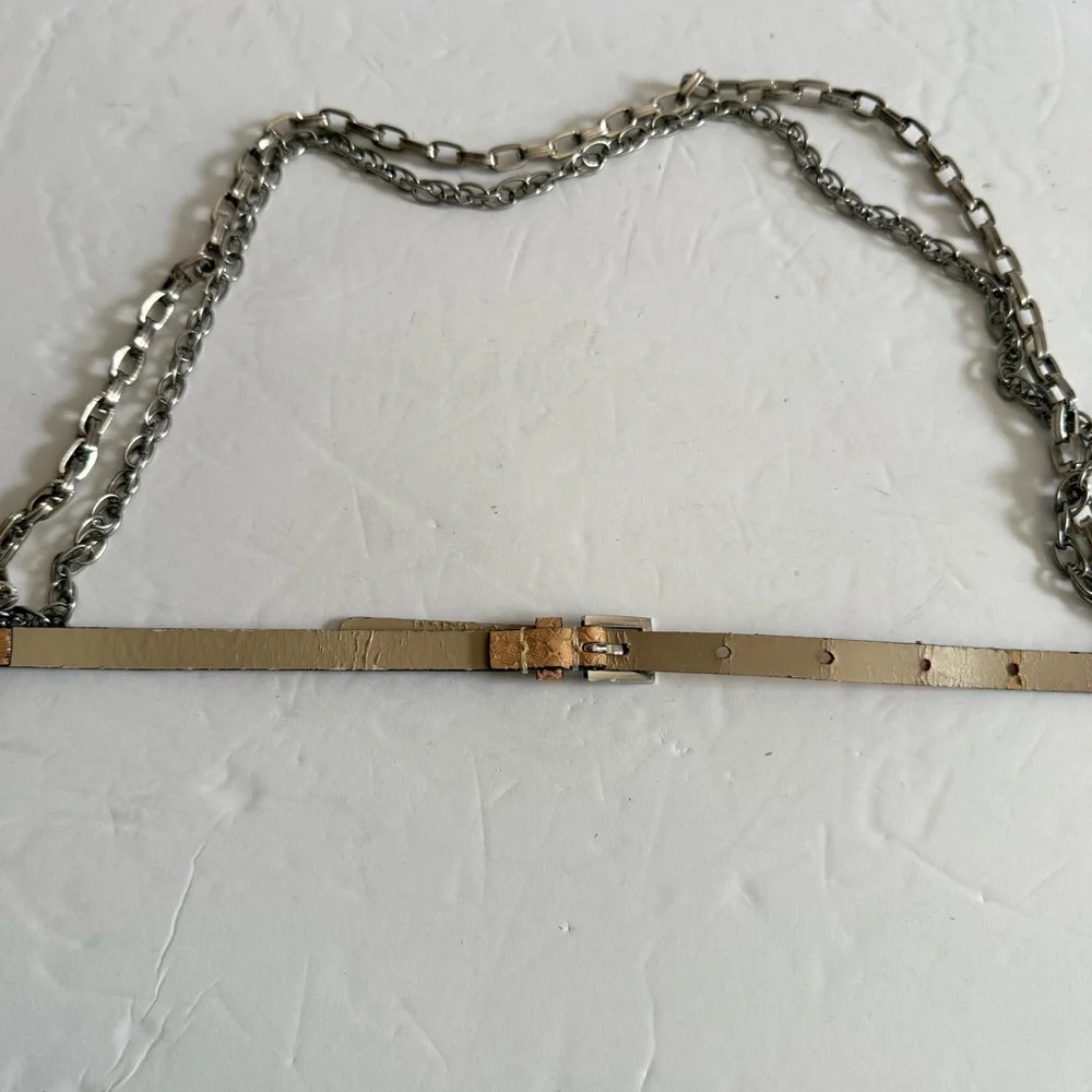 Elegant Tan and Silver Chain Belt